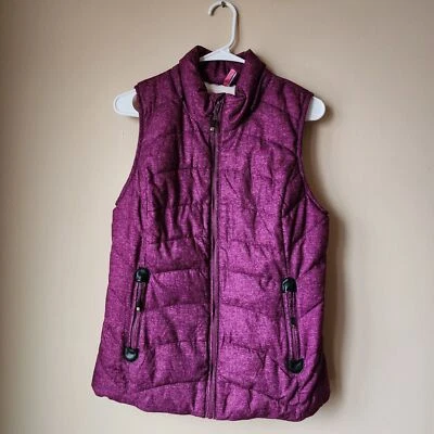 Green Tea Puffer Vest Womens Size Small Sherpa Lined Quilted Fleece Magenta - Image 1 of 4