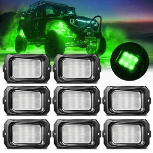 MICTUNING C2 Pure Green LED Rock Lights Kit - 8 Pods Underglow Offroad Lighting - Picture 1 of 24