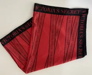Victoria’s Secret Scarf Black Red Spellout Logo Square 25” X 25” - Picture 1 of 5