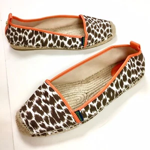 C Wonder Womens Size 8 Canvas Woven Espadrilles Flat Brown Orange Animal Print - Picture 1 of 10