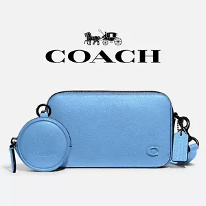 NWT Coach Charter Slim Leather Crossbody in Pool Blue - Picture 1 of 11