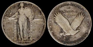 1927 Standing Liberty Quarter Type 2 SLQ Silver US Type Coin Toned Philadelphia - Picture 1 of 3