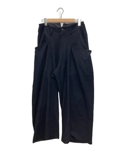 yohji yamamoto+noir Ladies high rise wool wide pants size 1 navy Solid USED - Picture 1 of 5