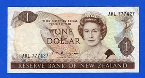 New Zealand $1 1985-89 P-169b QE II Circulated Note AKL 777427 - Lots of 7s - Picture 1 of 5