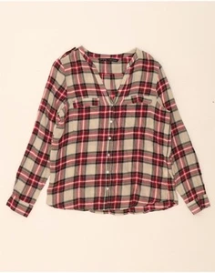 ZARA Womens Shirt Blouse UK 14 Medium Red Check Cotton DE24 - Picture 1 of 3