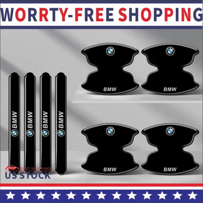 8pcs NEW for BMW Car Black Car Door Handle Bowl Scratch Sticker Protector Film - Image 1 of 4