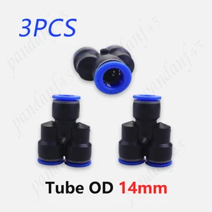 3 Piece 14mm Y Union Splitter, Pneumatic Push-In Fitting Air Hose Tube - Picture 1 of 7