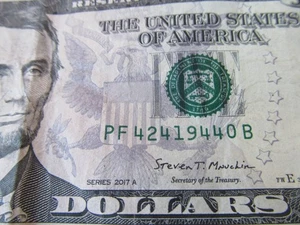 5 Dollar Schein Geburtstagsschein / 24. April 1944 - Bild 1 von 4