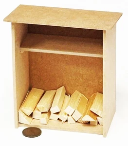 Dolls House Firewood Storage Shed Natural Finish 1:12 Scale Miniature tumdee - Picture 1 of 7
