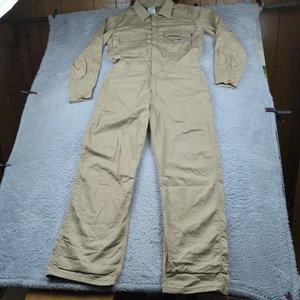 Carhartt FR Coveralls Men 38 Regular Beige Twill 101017 Workwear Flame Resist - Picture 1 of 24