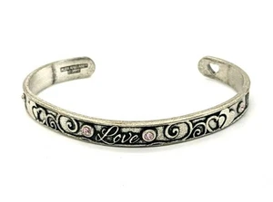 PULSERA Puño Fino Alex And Ani Tono Plata Love Pink Crystals 2017 - Imagen 1 de 6