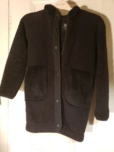 Athleta Girl So Toasty Tugga Jacket Sz L / 12 Long Sherpa Hooded Athletic Black - Picture 1 of 4