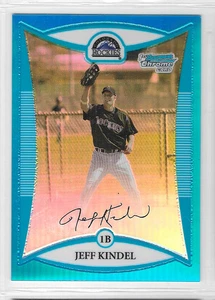 2008 Bowman Chrome Prospect Blue Refractor #BCP11 JEFF KINDEL (053/150) Rockies - Picture 1 of 2