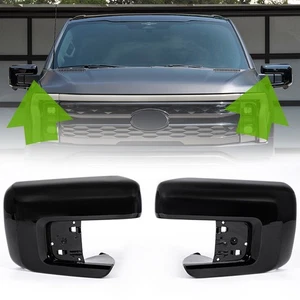 Glossy Black Side Mirror Cover Cap Replacement For Ford F-150 2021-2025 Pickup - Picture 1 of 15