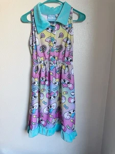 JapanLA Peropero Sparkles Dress Size Small Heart Shaped Buttons Blue Collar - Picture 1 of 15