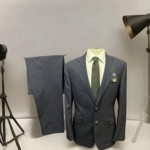 M&S Luxury Collection Navy Pure New Wool Reg Fit 2 Piece Suit C38M W32 L29.5 - Picture 1 of 24