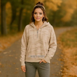 American Eagle Camo Ahh-Mazingly Soft 1/4 Zip Hoodie Sweatshirt Beige Size S - Picture 1 of 9