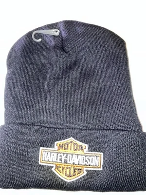 Harley-Davidson Black Knit Beanie Hat Embroidered Logo Winter Hat - Image 1 of 3