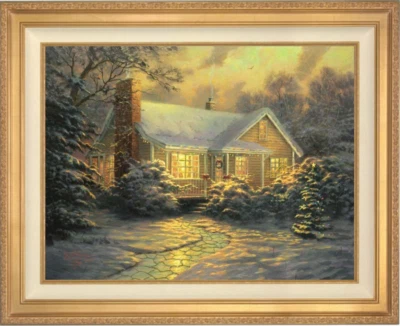 Thomas Kinkade ~ Christmas Cottage 18x24 Renaissance Edition Oil on Canvas 9/160 - Image 1 of 4