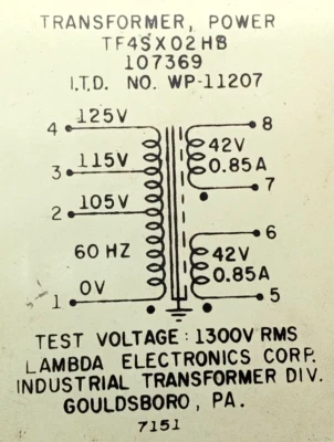 1 NOS   Power Transformer 105-115-125V - 2 X 42V - 0.85A - Image 1 of 4