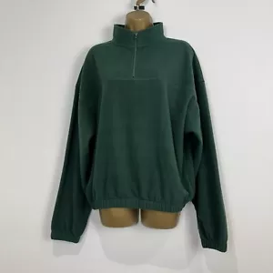 Asos Fleece Green Top Relaxed Fit Elastic Hem Size 10 - Picture 1 of 12
