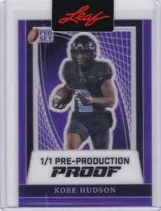 2024 Leaf Pro Set PURPLE Pre-Production Proof KOBE HUDSON Football 1/1 - Picture 1 of 1