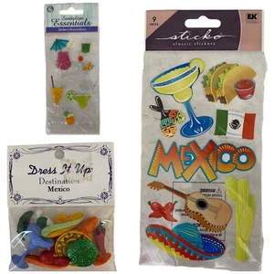 EK Success Stickers Mexico Taco Cinco De Mayo Buttons Sombrero Fun Lot of 3 - Picture 1 of 13