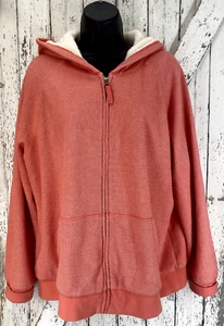 Suéter LL Bean para mujer XL rosa cremallera completa tejido gofre polar forrado sudadera con capucha - Imagen 1 de 7