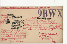 1926  9BWX Weston  MO.   QSL radio card