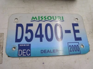 MISSOURI MOTORCYCLE DEALER LICENSE PLATE, D5400-E (Widman's St. Louis), 2000!# - Picture 1 of 9
