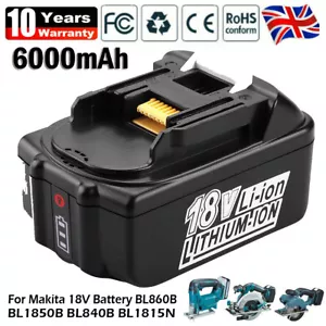 Batería para Makita BL1860B BL1850B 1830B BL1815N LXT 194205-3 18V 6,0Ah mejorada - Imagen 1 de 11