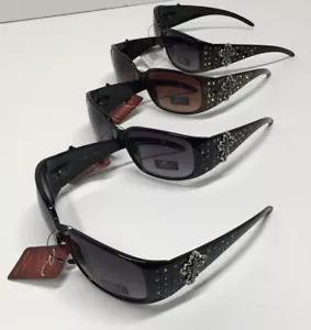 Romance Cross übergroßer Stil mehrfarbige Sonnenbrille aus Edelstein verkrustet Damen - Bild 1 von 10