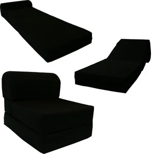 Flip Chair Folding Foam Beds, Foldable Guest Sofa Bed, Couch 6x24x70, Black - Picture 1 of 2