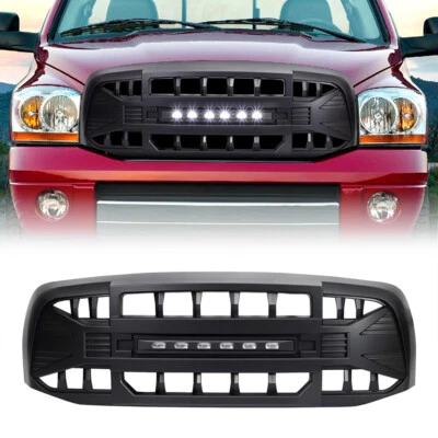 Rejilla blindada delantera con luces LED todoterreno para Dodge Ram 1500 2500 3500 2006-2009 Foto 1 de 4