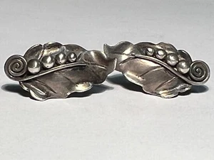 VINTAGE STERLING SILVER EARRINGS SIGNED "DENISE" 1940'S - Picture 1 of 7