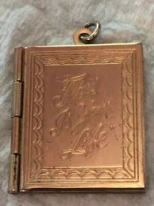 Gold Tone This Is Your Life Book Shaped Photo Locket Pendant Vintage - Picture 1 of 10