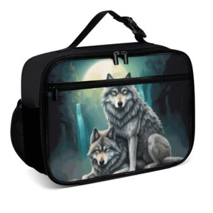 Wolf Waterfall Moon Reusable Lunch Box Insulated Lunch Bag Cooler Bag Lunchbo... - Picture 1 of 8