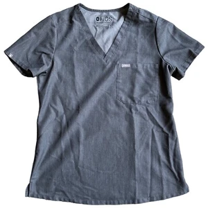 FIGS Technical Collection Nursing Scrub Top Womens Sz Small Gray Stretch - Picture 1 of 6