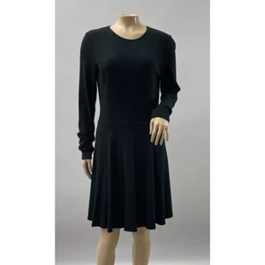 Theory Dress Women 10 / M Tillora Black Long Sleeve Mini Fit Flare Cocktail - Picture 1 of 12