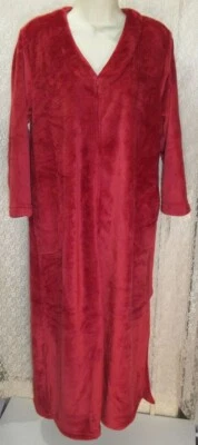NATORI Small S Cashmere Luxury Fleece Zip Caftan Robe Pockets Garnet Red NWT - Image 1 of 4