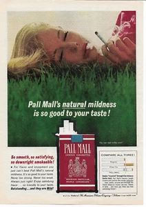 Publicidad impresa vintage 1962 de cigarrillos famosos de Pall Mall fumar tabaco - Imagen 1 de 1
