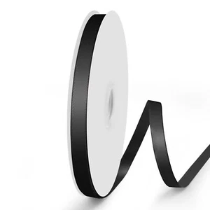 Double Faced Black Satin Ribbon 3/8" x 50 Yards Polyester Fabric Ribbon Perfe... - Picture 1 of 6