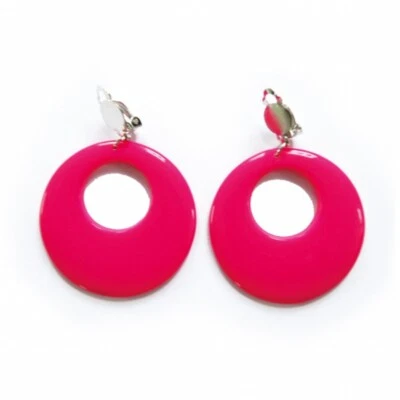 ORLOB HANDELSGESELLSCHAFT Ohrringe rund pink 90er Mottoparty Kostüm-Zubehör für Damen