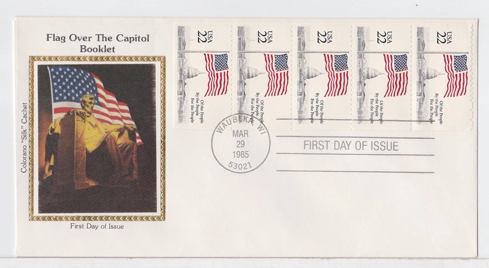 TurtlesTradingPost- Flag Over Capitol Booklet 1985 #2116- FDC Colorano Silk - Image 1 of 1
