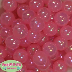 20mm Pink AB Finish Acrylic Bubble Bubblegum Beads Lot 20 pc Chunky - Picture 1 of 1