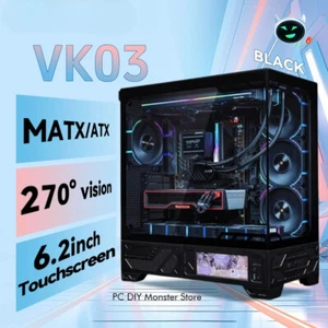 PC Case VK03 ATX Gaming Desktop 6.2 in Touchscreen Removable 270° Sea View - Afbeelding 1 van 24