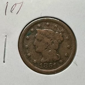 USA 1 Cent 1851 Liberty Head/Braided Hair Cent - Picture 1 of 2