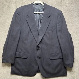 Vtg Burberry 2 Button Suit 46R Blue Pin Stripe Pants 40x29 Pleated Cuffed Wool - Picture 1 of 17