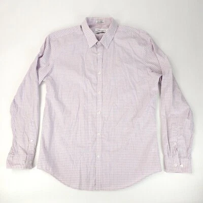 Calvin Klein Dress Shirt Mens Large Purple Plaid Button Up Slim Fit Cool Tech - Image 1 of 4