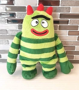TY Yo Gabba Gabba Plush Brobee Green Striped Monster Nick Jr Red Horn 2012 - 8” - Picture 1 of 6